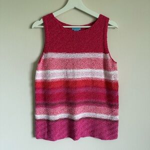 Sigrid Olsen So Blue Women’s Pink Striped Knitted Knit Sweater Pullover Vest M
